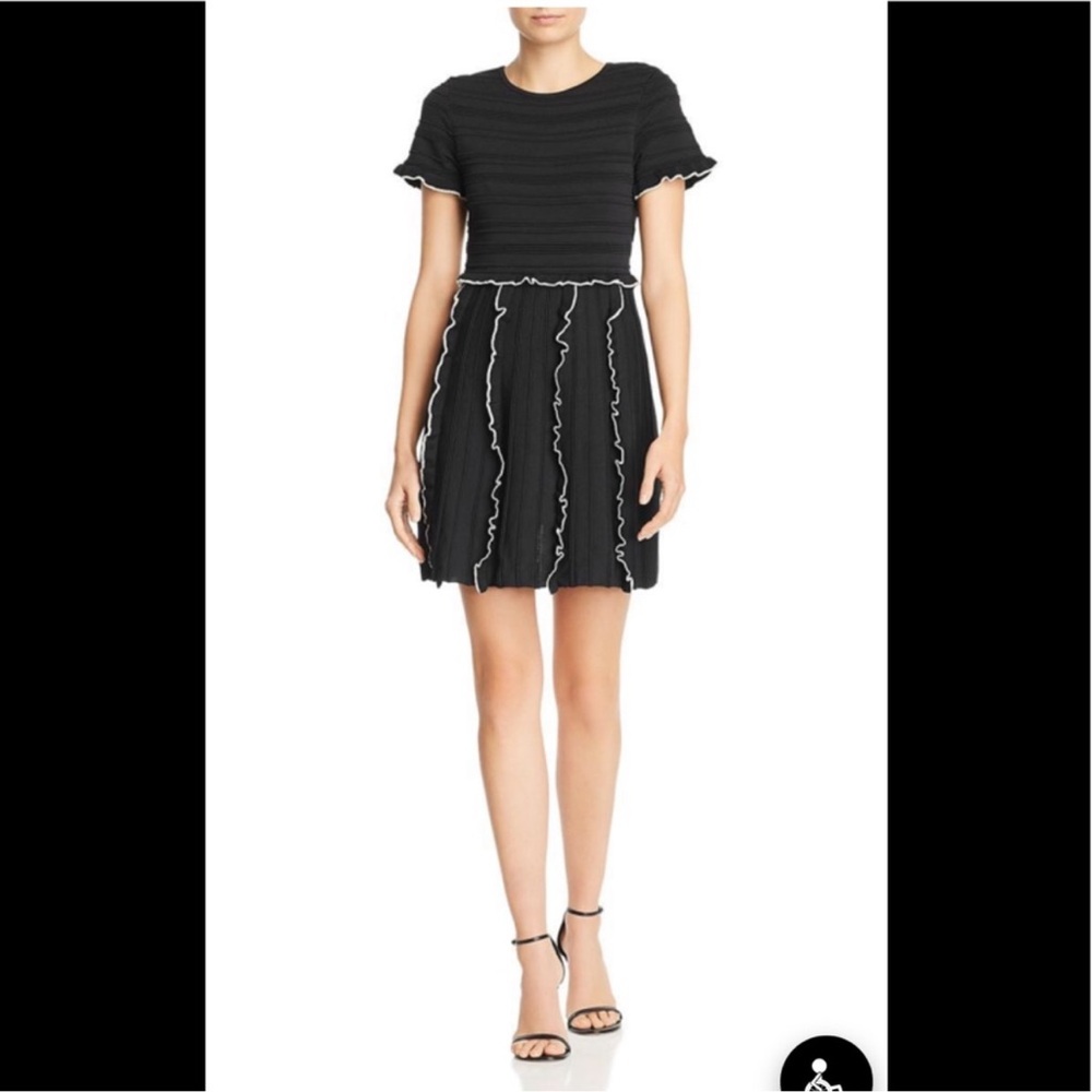 PARKER LENNY KNIT RUFFLED COCKTAIL DRESS Size XSmall